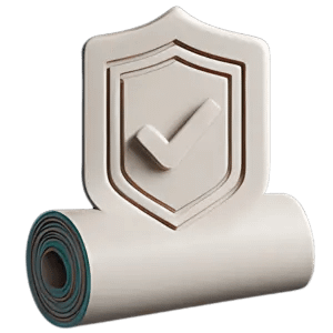 3D clay-style icon of a shield with a checkmark on top of a window tint film roll, representing premium quality and best tint material.