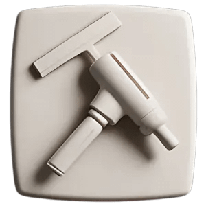 Minimal 3D clay icon of a squeegee and heat gun representing expert professional window tint installation.